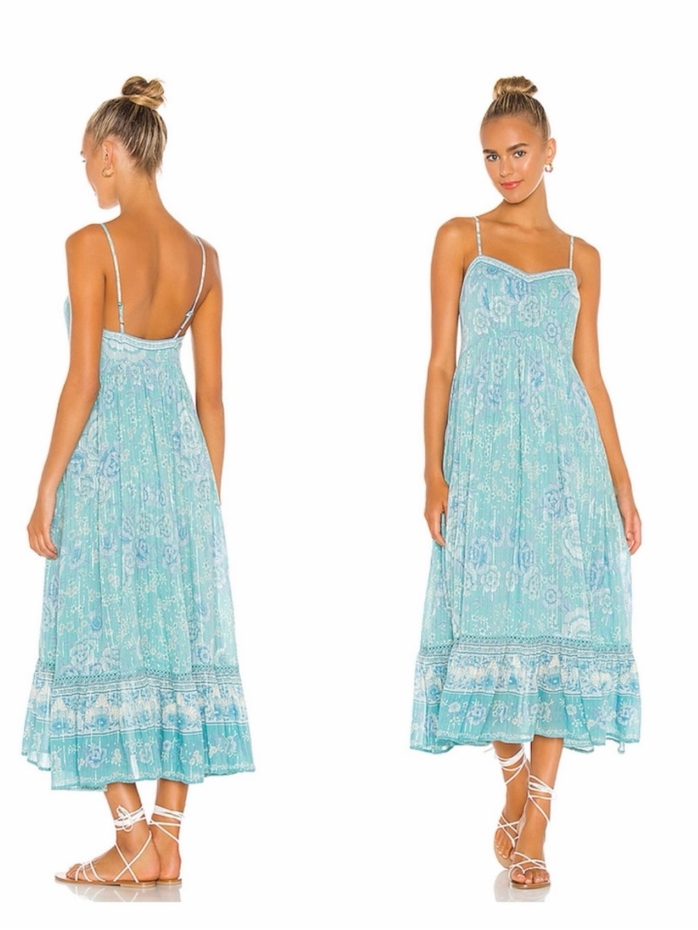 🌊 SPELL x REVOLVE Mystic Strappy Maxi Dress — Turquoise — Size S